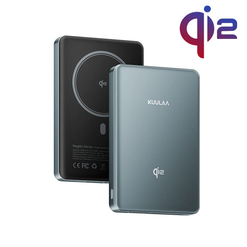 Magnetic Qi2 Power Bank 10000mAh 15W Wireless Portable Fast Charger with USB-C for Smartphones