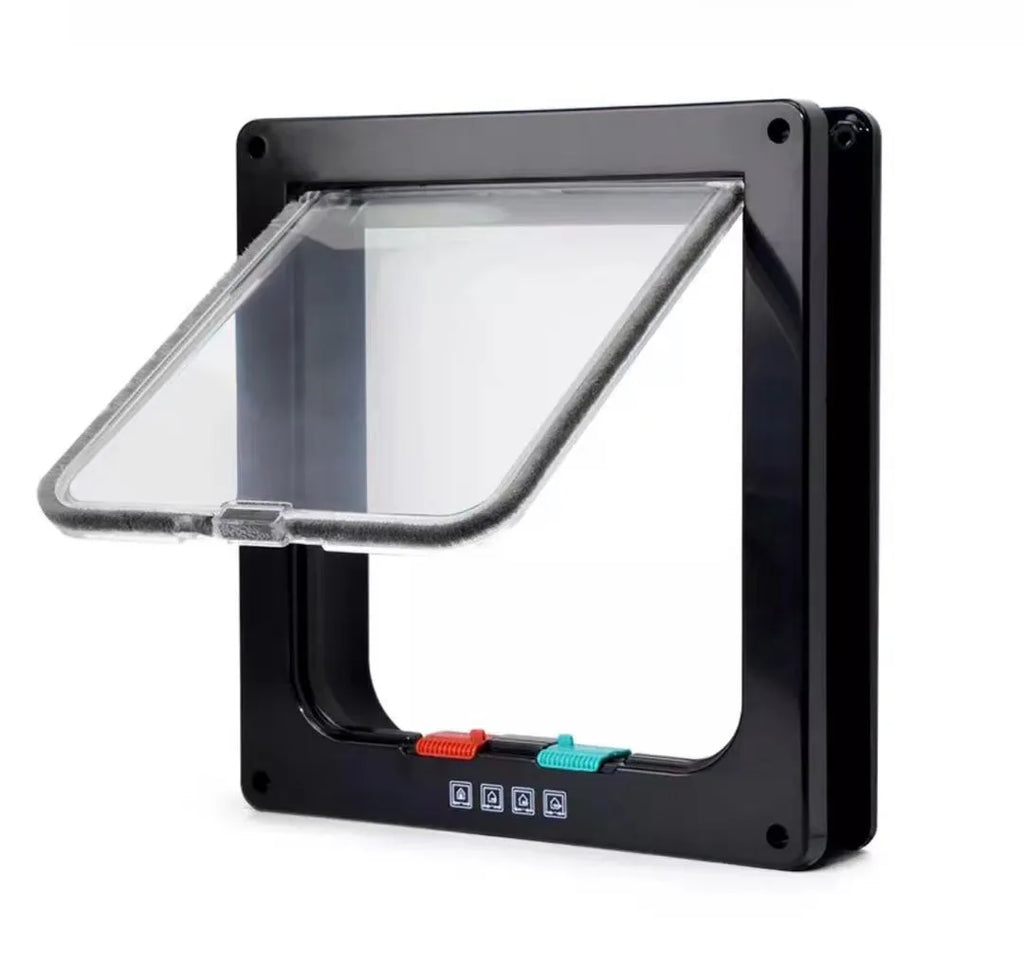 Pet Flap Door with 4-Way Security Lock — ABS Plastic Cat & Small Dog Door Kit