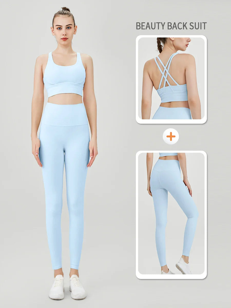2 Piece Yoga Clothes Women's Tracksuit Athletic Wear Pilates Fitness Suit Gym Workout Push Up Clothes Sports Bra Leggings Suit