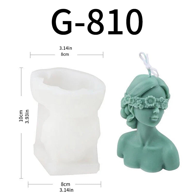Silicone Mold for DIY Blindfolded Girl Sleeping Beauty Figurine Candle & Plaster Mold 10 x 8 x 8 cm (3.94 x 3.15 x 3.15 in)