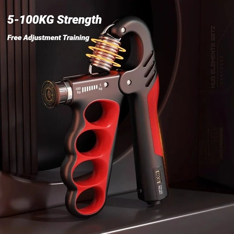 Adjustable 5-100kg Electronic Counting Hand Grip Strengthener for Wrist & Hand Rehab