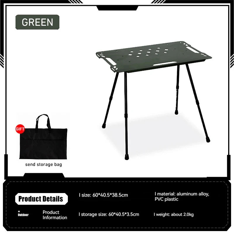Folding IGT Tactical Camping Table - Adjustable Aluminum Portable Picnic Table