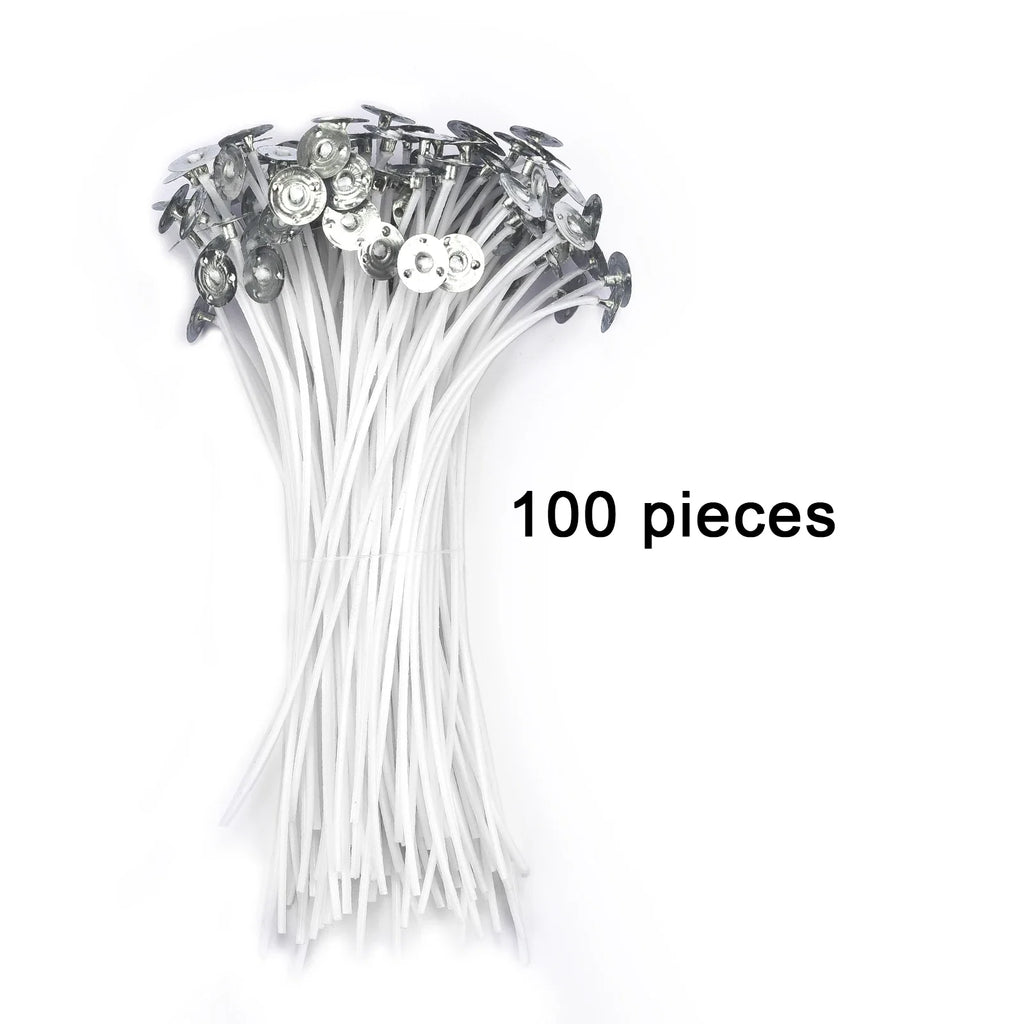 Pre-Waxed Pure Cotton Candle Wicks — 50/100 Pack, Smokeless DIY Candle Wicks, Multiple Lengths 2.6–20 cm (1.0–7.9 in)