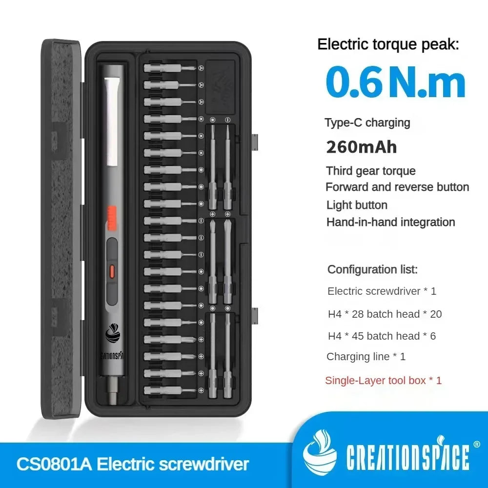 Cordless Electric Precision Screwdriver Set 29/42-in-1 3 Torque Settings for Phone and Watch Repair