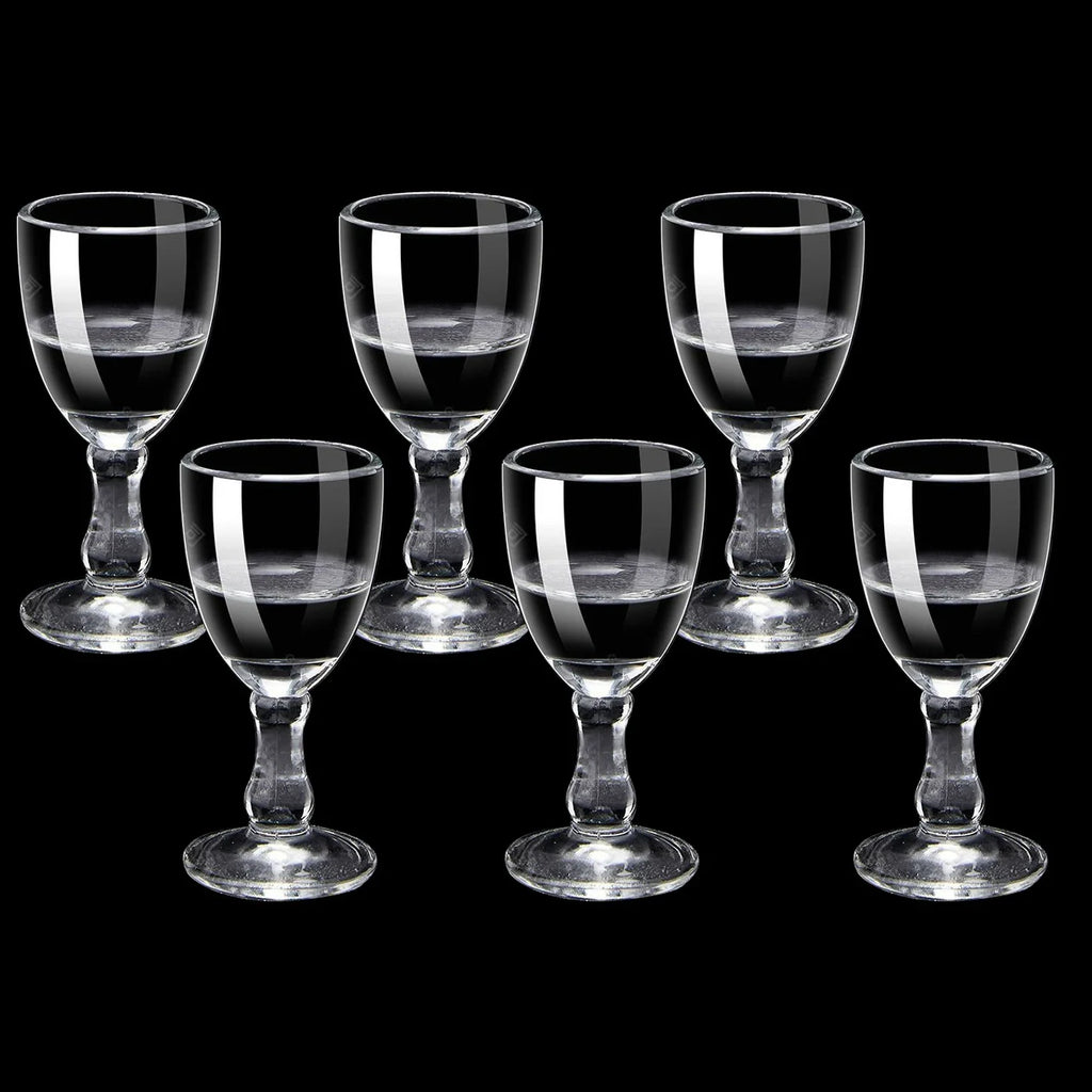 6-Pack Mini Stem Shot Glasses Set — 10/15/25 ml (0.34/0.51/0.85 fl oz) Clear Glass Mini Wine Cups for Sake & Spirits