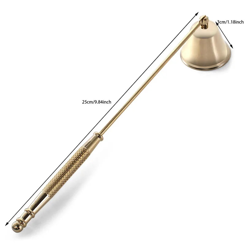 Bell-Shaped Metal Candle Snuffer — Gold Black Silver, 18 cm (7.1 in) Handle Vintage Candle Extinguisher for Home & Spa
