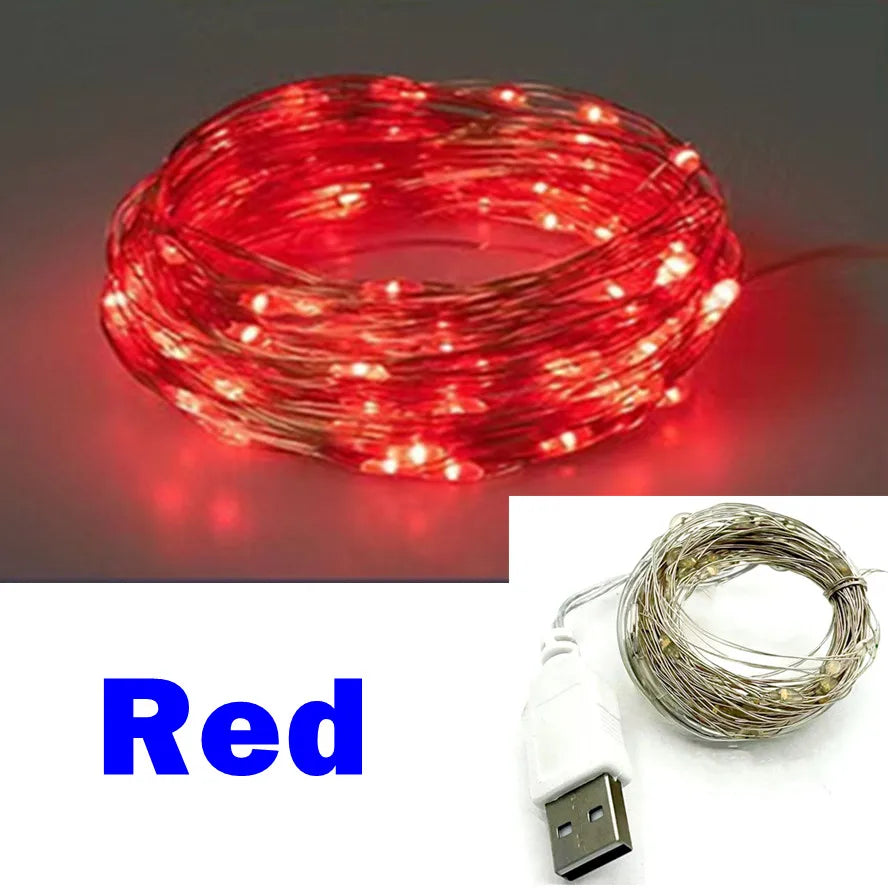 USB LED Copper & Silver Wire Fairy String Lights – Waterproof IP65, USB Powered, 2m/3m/5m/10m/20m, Warm White & Multicolor
