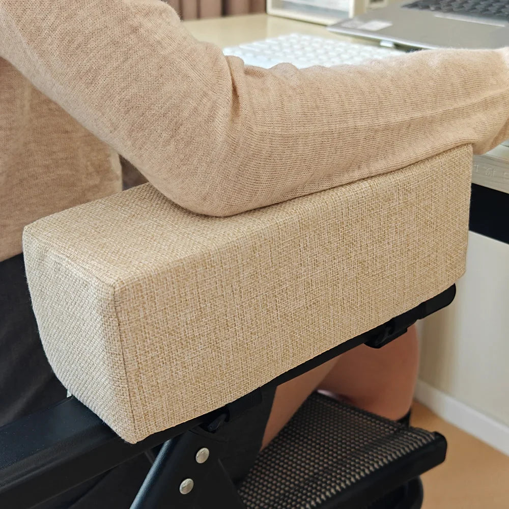 PU Foam Armrest Cushion Pad for Office & Gaming Chair, Linen-Style Elbow Rest — Removable Washable Cover, 10.6 x 4.7 x 3.9 in (27 x 12 x 10 cm)