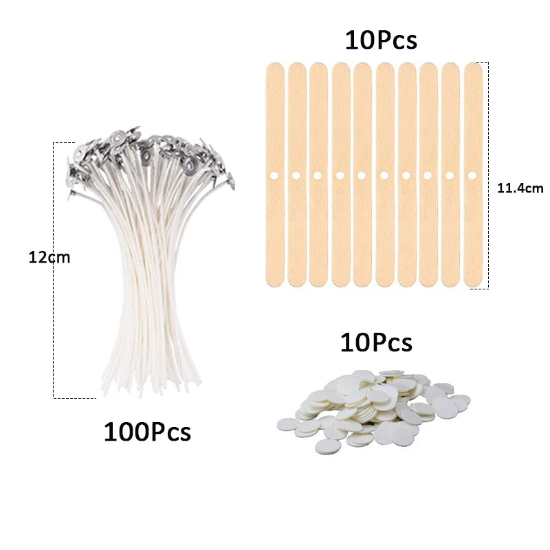 120-Pack Waxed Cotton Candle Wicks with Metal Stands, Smokeless Wicks for DIY Soy, Gel & Paraffin Candle Making