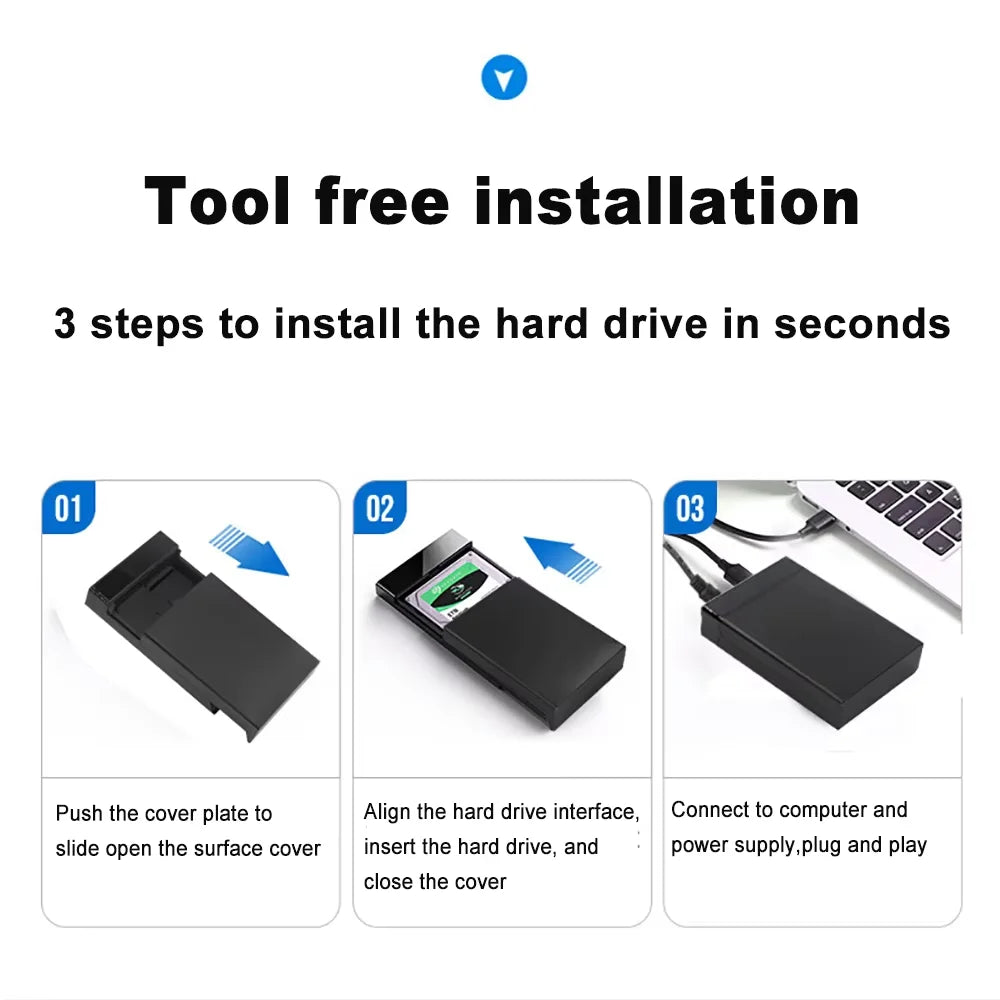 USB 3.0 SATA Hard Drive Enclosure for 3.5" & 2.5" HDD/SSD — External HDD Case, Supports up to 18TB