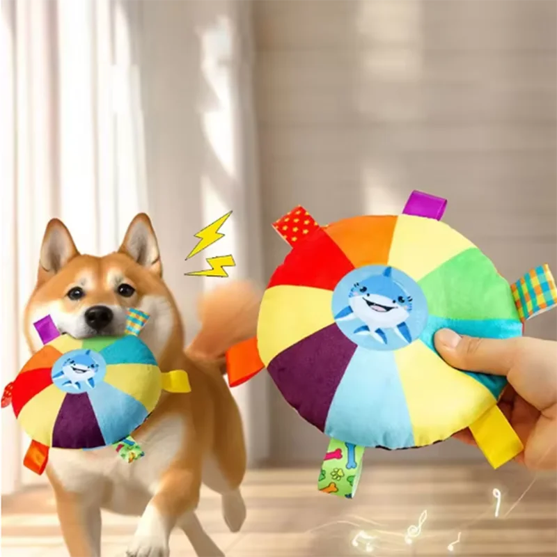 Hot Dog Plush Dog Toy with Bell - Chew-Resistant Cartoon Puppy Teething Toy for Small Dogs