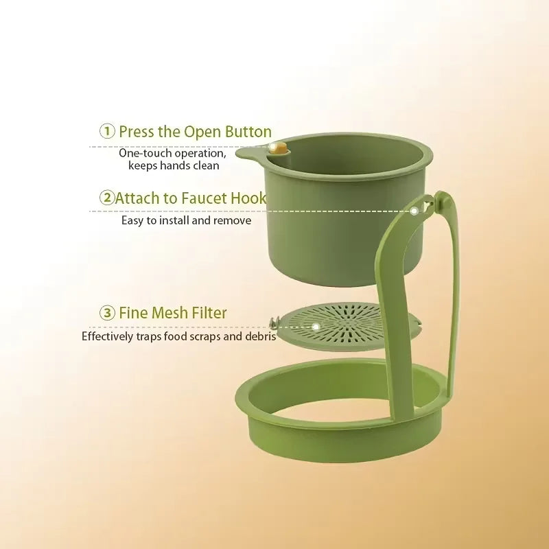 Press-Down Drain Basket Food Strainer & Sink Organizer for Kitchen and Bathroom