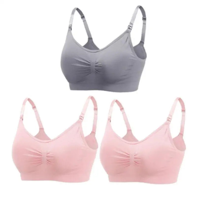 3-Pack Seamless Maternity Nursing Bras – Wireless Breathable Nursing Bra with Removable Pads & Front/Back Closure