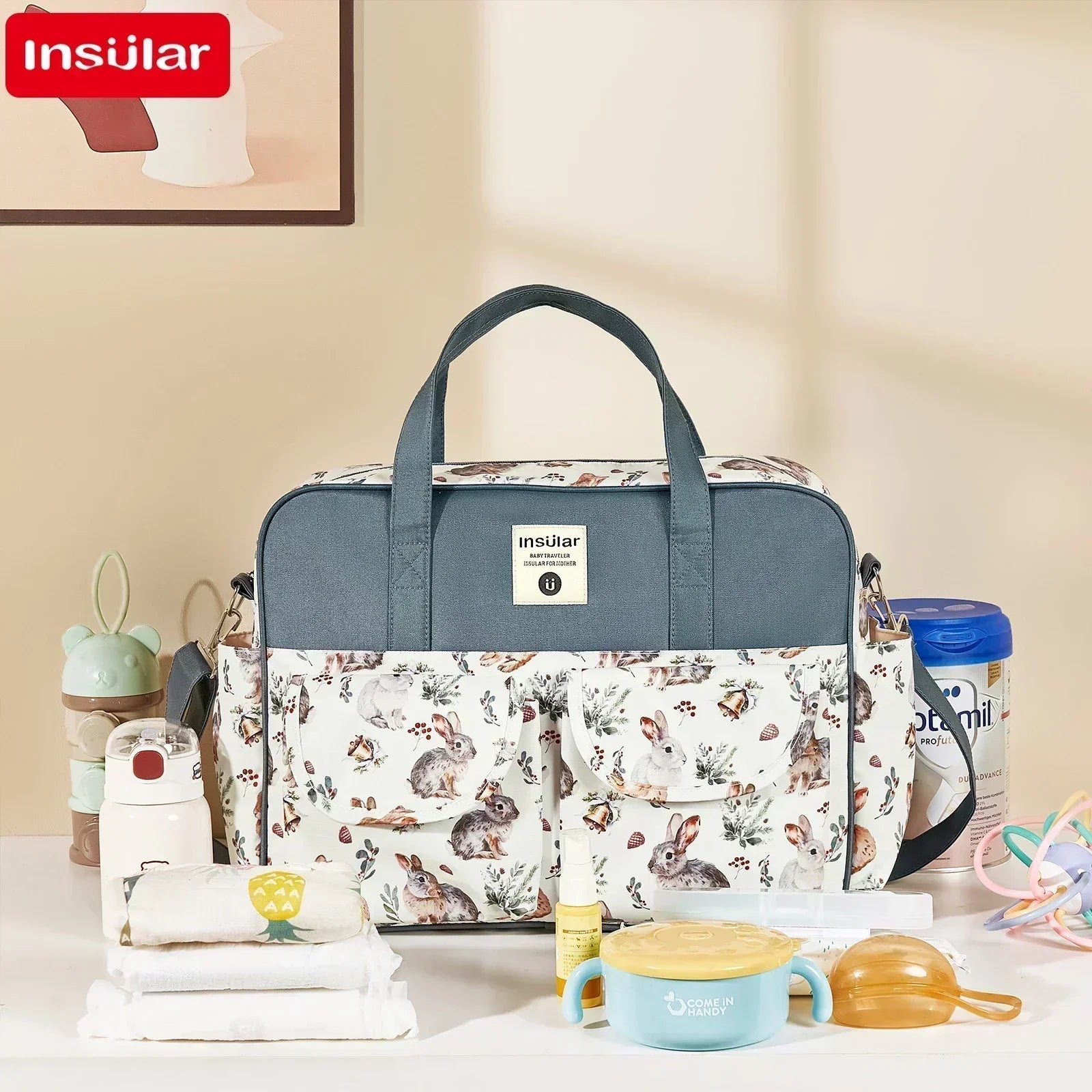 Large Capacity Waterproof Mommy Diaper Bag - Wide-Opening Travel Messenger Crossbody Nappy Bag with Organizer