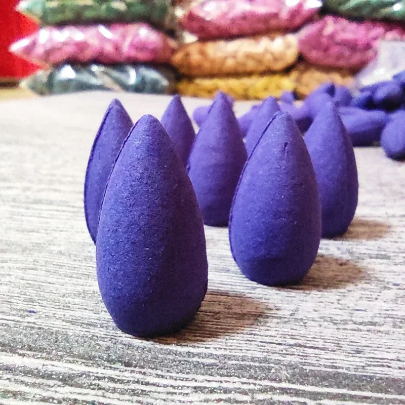 100g (≈60 pcs) Natural Backflow Incense Cones for Backflow Burner – Sandalwood & Lavender Aromatherapy