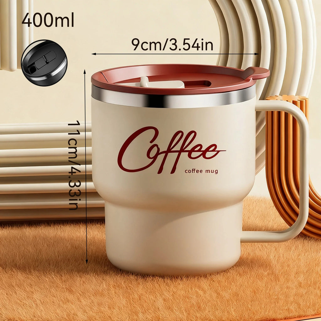 400ml (13.5oz) Double-Layer Insulated 304 Stainless Steel Coffee Mug – Sealed Travel Tumbler for Hot & Cold Drinks