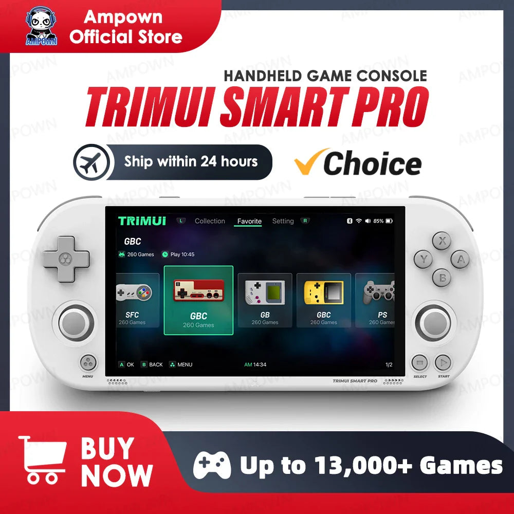 Smart Pro Retro Handheld Game Console 4.96-inch (12.6 cm) IPS Linux Dual Joystick RGB LEDs 5000mAh 13,000+ Games