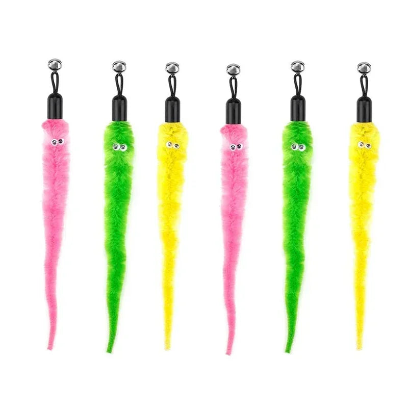 Interactive Cat Feather Toy Refill Kit – Feather Birds, Faux Worm & Foam Ball with Bell for Kittens