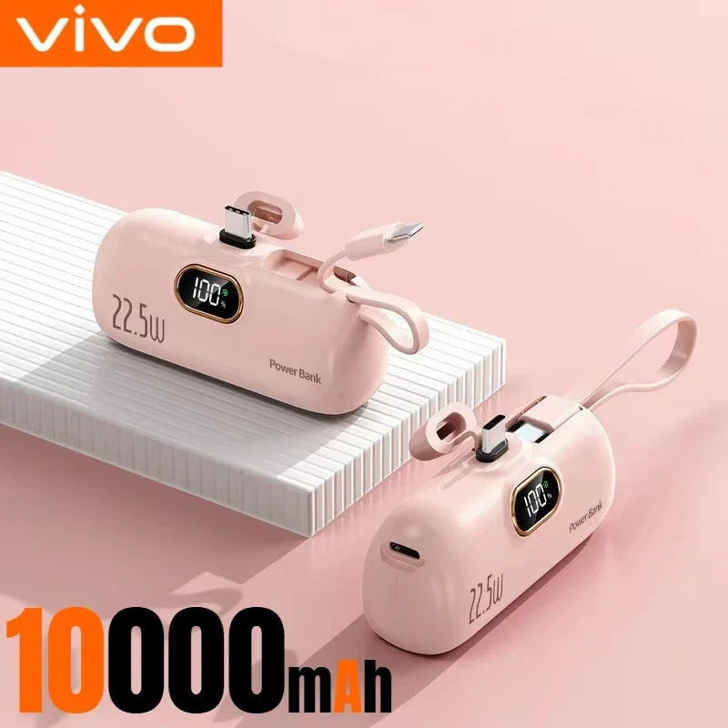 30,000mAh Mini Capsule Power Bank – Portable Fast Charger with Wireless Charging, Dual USB, Type-C & Lightning