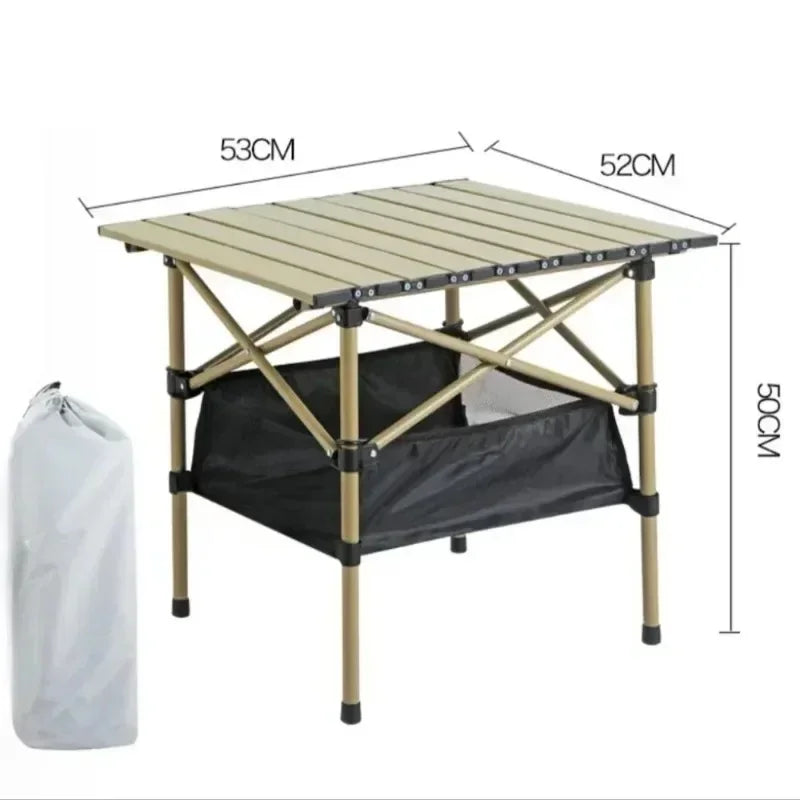 Portable Aluminum Alloy Folding Camping Table - Lightweight Roll-Up Picnic Table, Seats 6