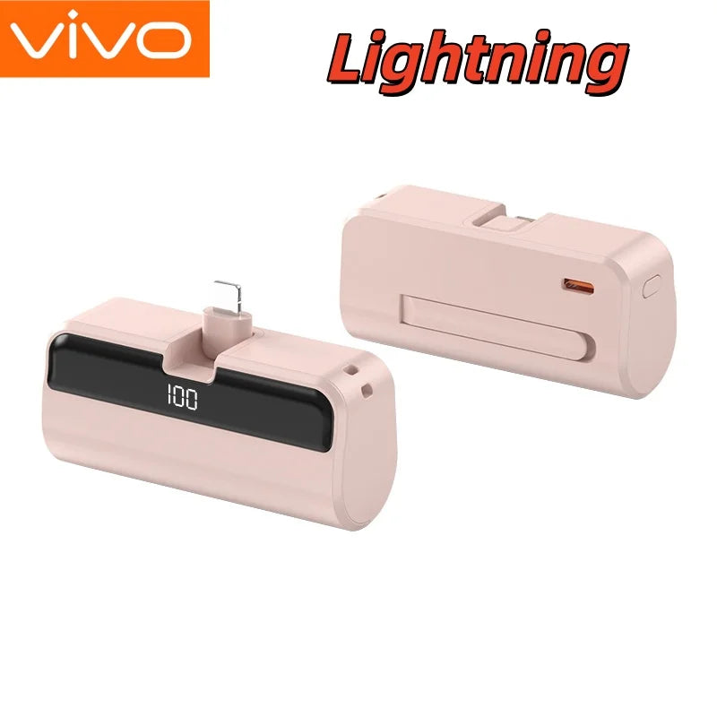 50000mAh Capsule Power Bank – Portable High-Capacity Fast Charger with Built-In Cables & Digital Display for iPhone Samsung Android