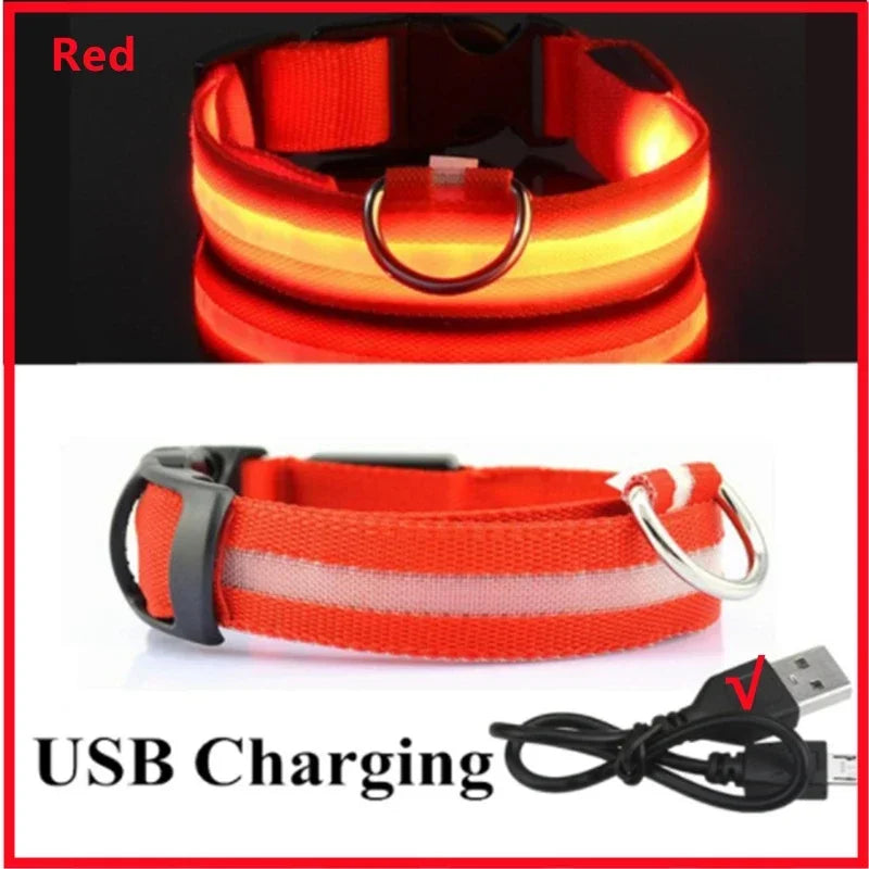 LED Dog Collar – 3-Mode USB Rechargeable or CR2032 Battery Glow Light, Adjustable Waterproof Night Safety Collar for Cats & Dogs