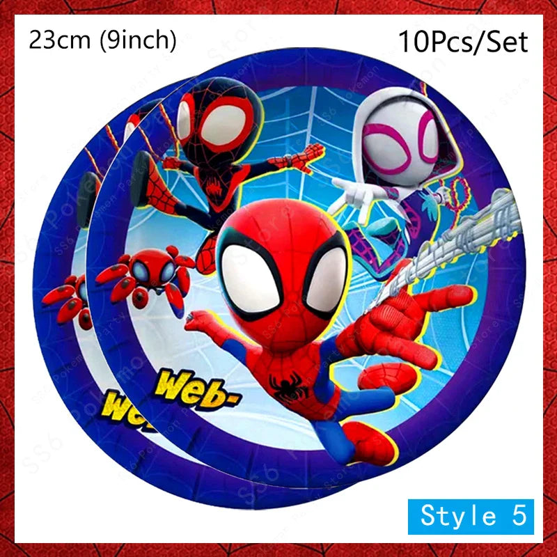 Spiderman Kids Birthday Party Supplies - Disposable Tableware Set with Plates, Cups, Napkins & Favor Bags