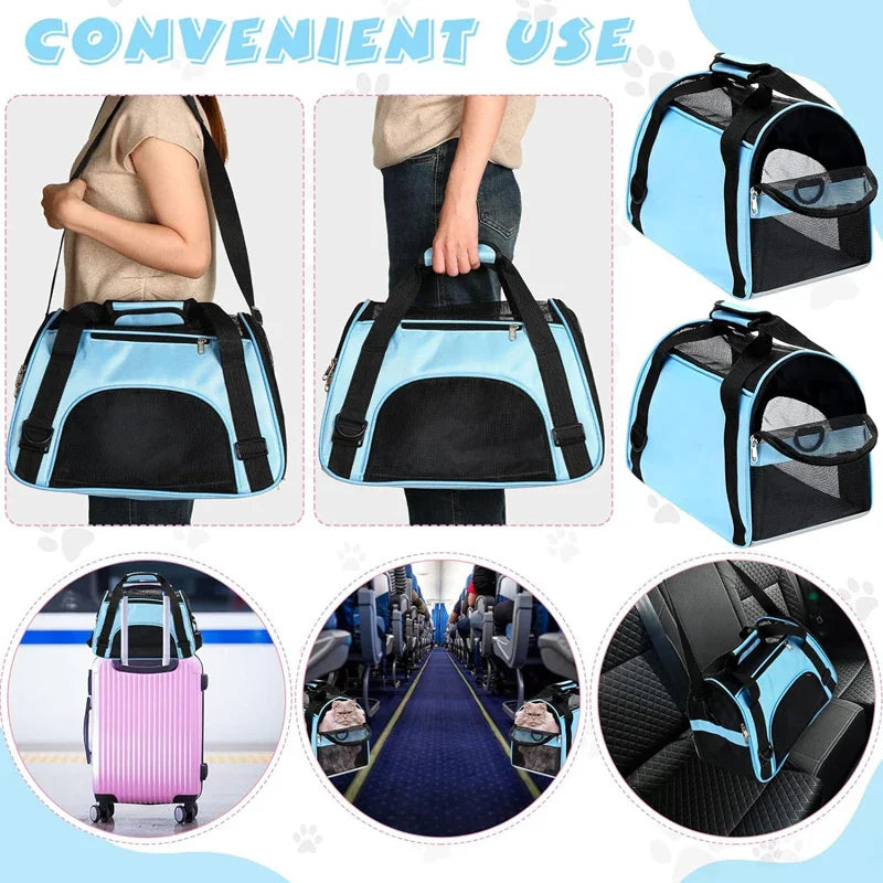 Portable Mesh Pet Carrier – Breathable Foldable Travel Handbag for Cats & Small Dogs