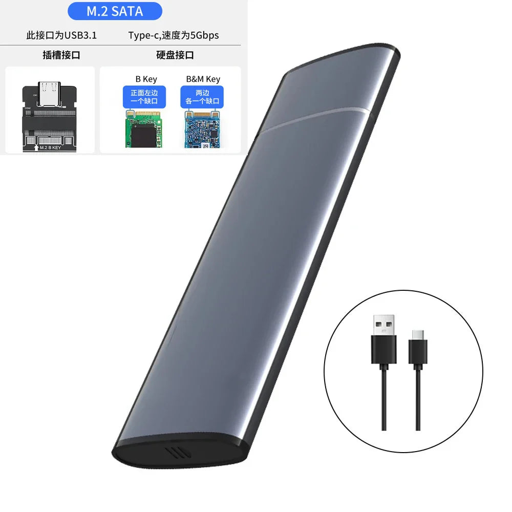 M.2 NVMe & SATA SSD Enclosure USB-C 10Gbps Supports 2230/2242/2260/2280