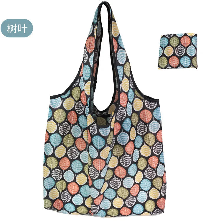 Large Foldable Reusable Shopping Tote Bag, Eco Grocery & Beach Shoulder Bag, Packable Polyester
