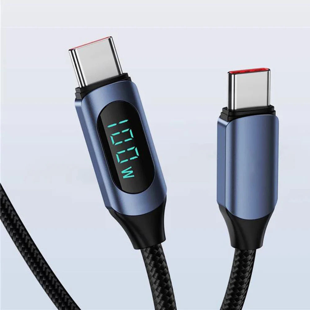 100W USB-C to USB-C PD Fast Charging Cable 1m/2m (3.3ft/6.6ft) High-Speed Data & DisplayPort Video