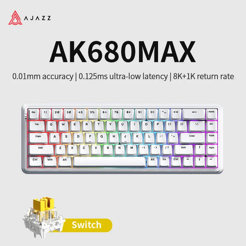 68-Key Magnetic Axis Mechanical Gaming Keyboard Hot-Swap RGB Wired & 2.4GHz Wireless USB