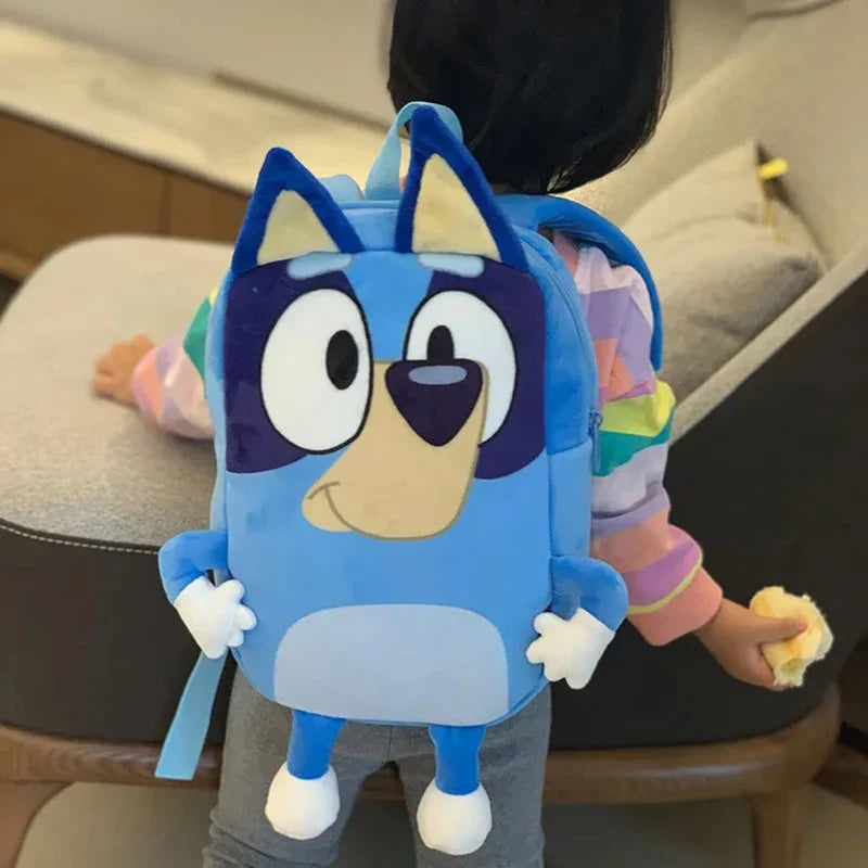 Bluey Family Kids Backpack, Cartoon Dog Kindergarten School Bag - Kawaii Blue & Orange Children's Gift