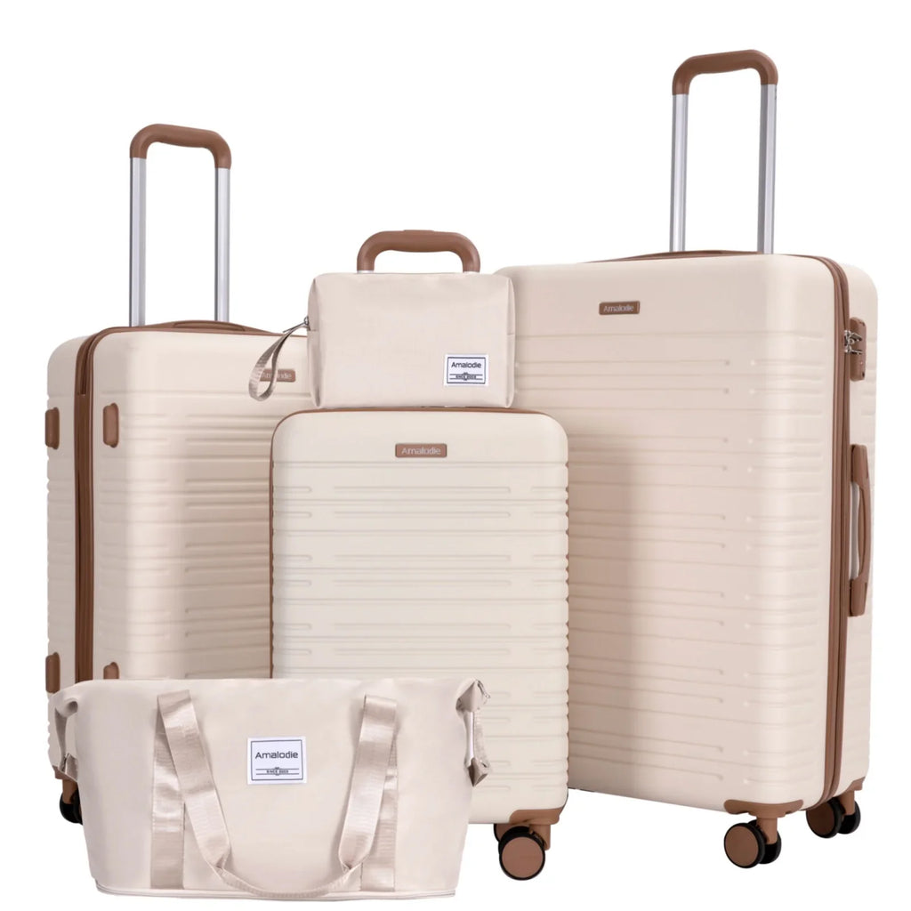 5-Piece Hardshell Luggage Set – 28-inch (70 cm), 24-inch (61 cm), 20-inch (51 cm) Spinner Suitcases with TSA Lock, Double 360° Spinner Wheels, Weekend Duffle & Toiletry Bag