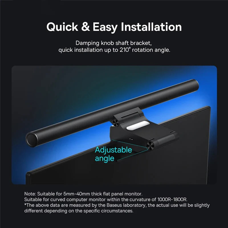 USB Clip-On Monitor Light — Dimmable LED Screen Lamp with Backlight, Touch Control, 2700–6500K, CRI 95+