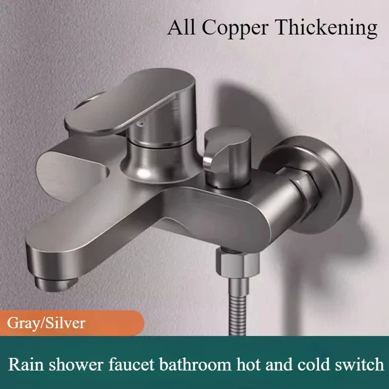Wall-Mount Bathtub Mixer Faucet with Handheld 3-Mode Shower — Chrome, 1/2-inch (12.7 mm), 150 cm (59 in) Hose