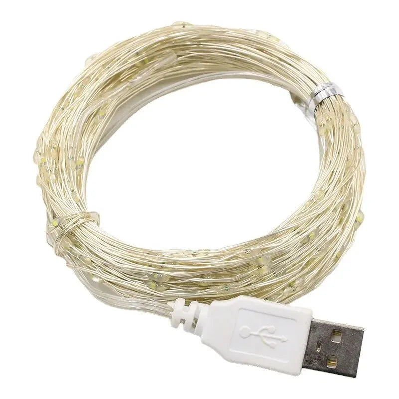 USB 5M (16.4 ft) Silver Wire Fairy Lights – 50 LED Waterproof USB String Lights for Christmas Wedding Party