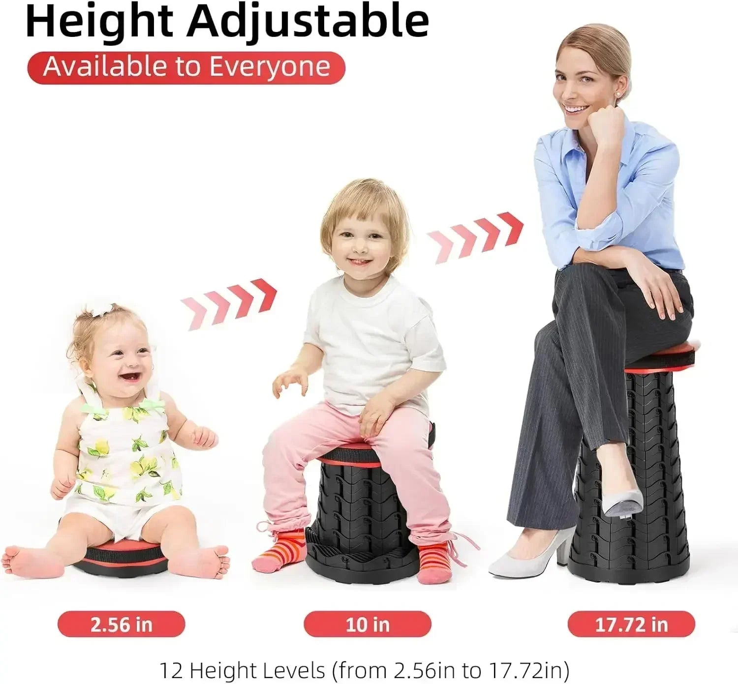 Portable Folding Telescopic Stool – Lightweight Collapsible Plastic Camping & Fishing Chair with Carry Handle, Supports up to 500 lb (≈227 kg)