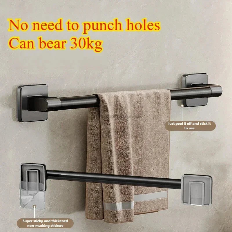 6-Pack Self-Adhesive No-Drill Towel Rack Hooks – Aluminum Wall Towel Holder, Polished Finish