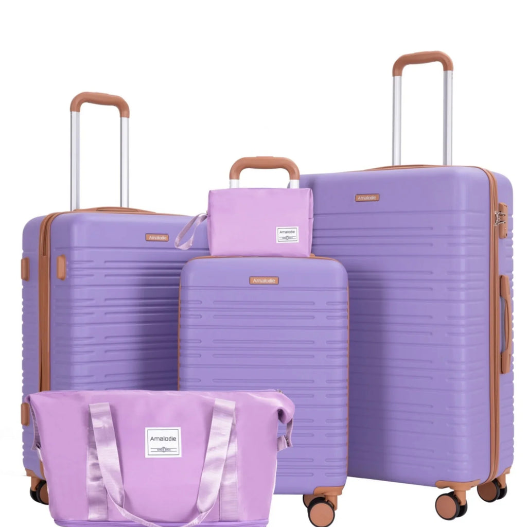 5-Piece Hardshell Luggage Set – 28-inch (70 cm), 24-inch (61 cm), 20-inch (51 cm) Spinner Suitcases with TSA Lock, Double 360° Spinner Wheels, Weekend Duffle & Toiletry Bag