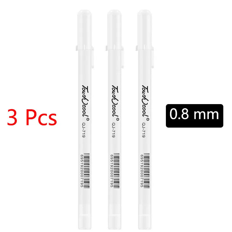 White Opaque Oily Waterproof Gel Marker Pen - Multi Nib Sizes 0.8/1.0/2.0/2.8mm for DIY, Graffiti, Sketching