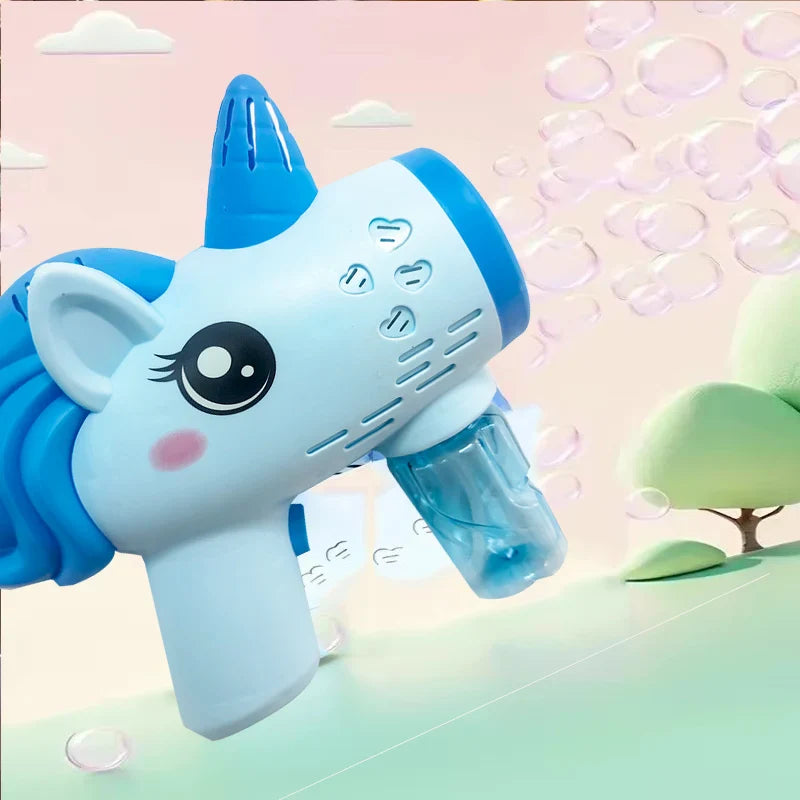 Unicorn Automatic Bubble Machine - Battery-Powered Bubble Gun for Kids Parties & Outdoor Play