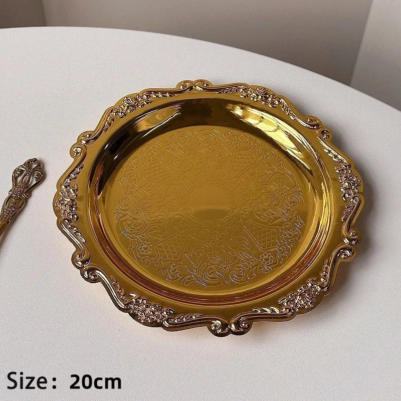 Hexagonal Stainless Steel Dessert Plates - Silver & Gold, 10/15/20/25 cm (4/6/8/9.8 in) - Retro Cake, Snack & Jewelry Tray