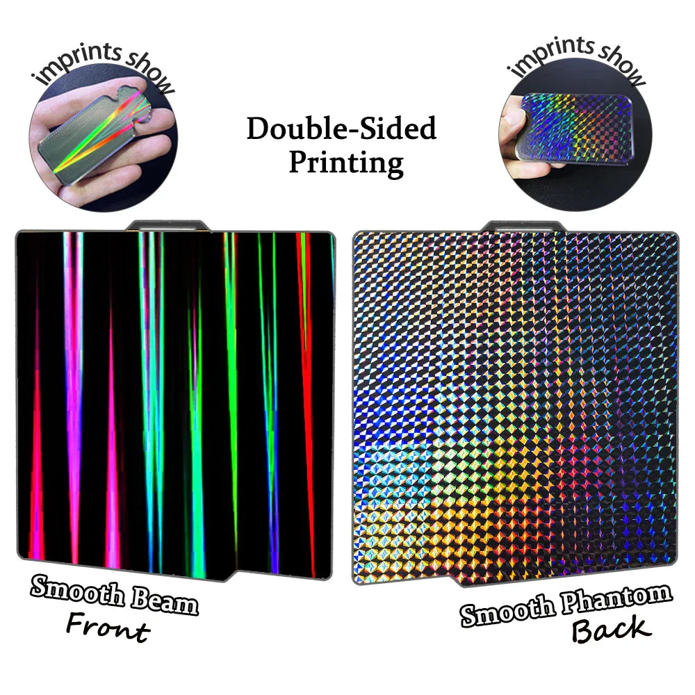257x257mm (10.12 x 10.12 in) Spring Steel 3D Printer Build Plate - Double-Sided PEI/PEY/PET Surface, Smooth & Textured