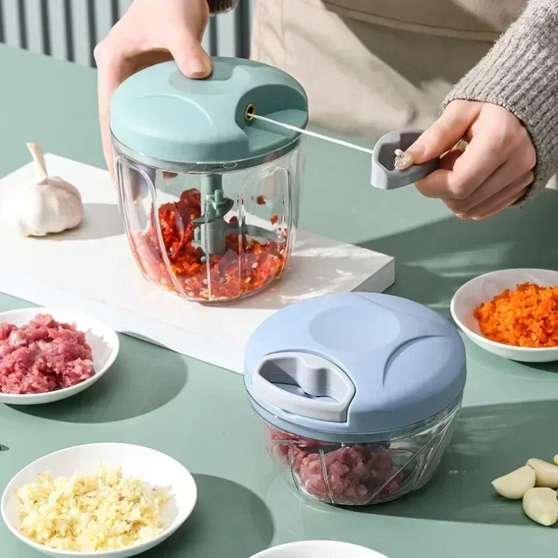 Manual Garlic Press Chopper 500ml/900ml Stainless Steel Blade Garlic Crusher & Onion Cutter