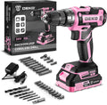 Pink Cordless Drill 20V 1.5Ah Electric Drill Set - Compact Lightweight Power Drill with Battery, Charger & Bits for Women