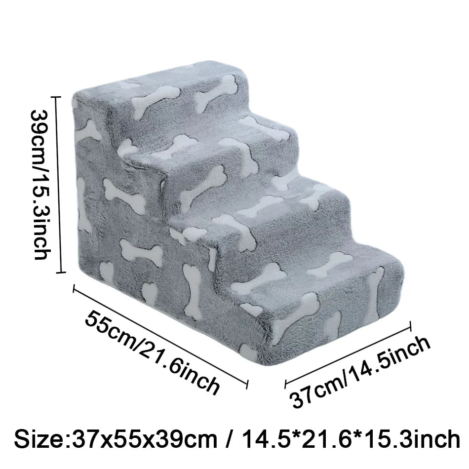 Bone-Shaped Pet Stairs Ramp for Dogs & Cats — 3 or 4-Step Sofa & Bed Ramp for Elderly and Joint-Sensitive Pets