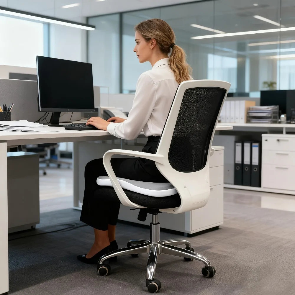 Ergonomic Memory Foam Coccyx Tailbone Cushion for Office Chair & Car, Curved Lumbar Seat Pad (15.75 x 13.39 x 3.15 in / 40 x 34 x 8 cm)