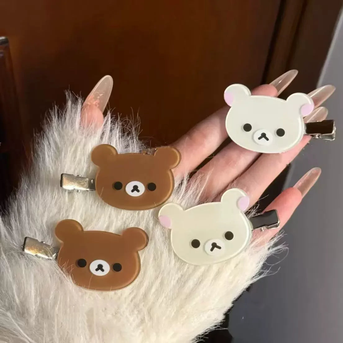 Cartoon Relax Bear Acrylic Duckbill Hair Clip - Cute Kawaii Side Bang Hairpin for Women & Girls, Student Hair Accessory Gift