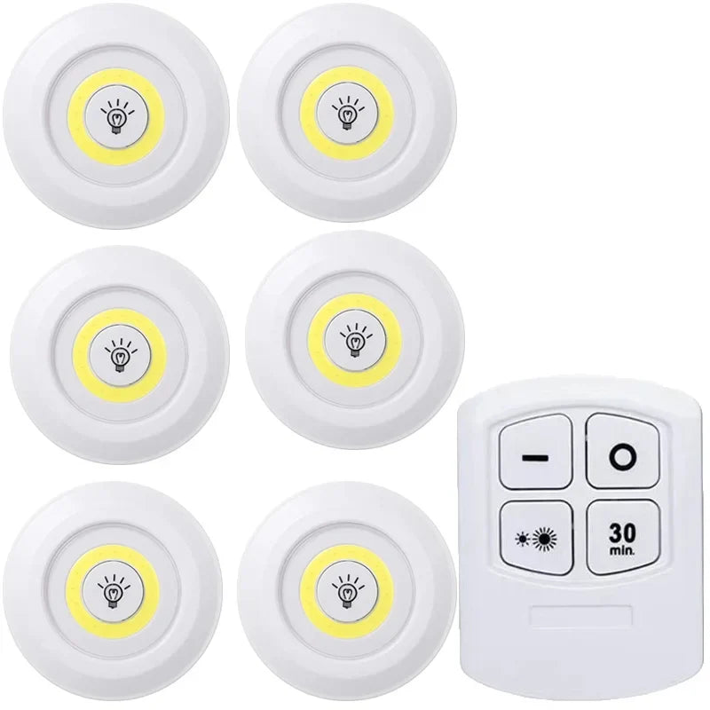 Dimmable Battery-Operated LED Under-Cabinet Light with Remote — Closet, Wardrobe & Bathroom Night Lamp
